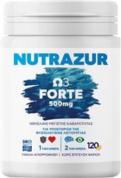 NUTRAZURE Ω3 FORTE 500MG ΣΥΜΠΛΗΡΩΜΑ ΔΙΑΤΡΟΦΗΣ ΙΧΘΥΕΛΑΙΟΥ ΜΕΓΙΣΤΗΣ ΚΑΘΑΡΟΤΗΤΑΣ & ΥΨΗΛΗΣ ΑΠΟΡΡΟΦΗΣΗΣ ΠΛΟΥΣΙΟ ΣΕ Ω3 ΓΙΑ ΤΗΝ ΥΠΟΣΤΗΡΙΞΗ ΤΗΣ ΚΑΛΗΣ ΛΕΙΤΟΥΡΓΙΑΣ ΤΟΥ ΕΓΚΕΦΑΛΟΥ, ΤΗΣ ΟΡΑΣΗΣ & ΤΗΣ ΚΑΡΔΙΑΣ ΧΩΡΙΣ ΕΠΙΓΕΥΣΗ ΨΑΡΙΟΥ 120CAPS RENER