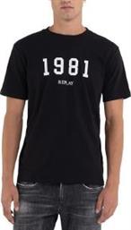 T-SHIRT WITH PRINT M6485 .000.22980P 098 ΜΑΥΡΟ REPLAY