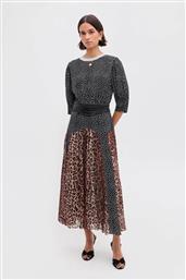 ΓΥΝΑΙΚΕΙΟ MIDI ΦΟΡΕΜΑ ΜΕ ANIMAL PRINT ΚΑΙ ΠΟΥΑ ΣΧΕΔΙΟ ''MEG'' - 010.01378.421.01537 ΜΑΥΡΟ RIXO