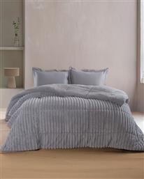 ΚΟΥΒΕΡΤΟΠΑΠΛΩΜΑ ΥΠΕΡΔΙΠΛΟ BUTTER ΓΚΡΙ ΑΝΟΙΧΤΟ 220X240CM RYTHMOS