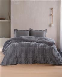 ΚΟΥΒΕΡΤΟΠΑΠΛΩΜΑ ΥΠΕΡΔΙΠΛΟ BUTTER ΓΚΡΙ ΣΚΟΥΡΟ 220X240CM RYTHMOS