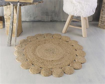 ΣΤΡΟΓΓΥΛΟ ΧΑΛΙ RATTAN FLOWER ΜΠΕΖ (70CM) RYTHMOS