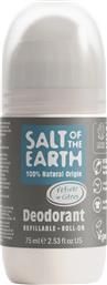 NATURAL REFILLABLE ROLL-ON DEODORANT ΑΝΔΡΙΚΟ ΑΠΟΣΜΗΤΙΚΟ ROLL-ON ΦΥΣΙΚΗΣ ΠΡΟΕΛΕΥΣΗΣ ΜΕ ΖΩΗΡΟ ΑΡΩΜΑ ΕΣΠΕΡΙΔΟΕΙΔΩΝ 75ML - VETIVER & CITRUS SALT OF THE EARTH