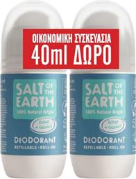 PROMO OCEAN & COCONUT ROLL-ON DEODORANT ΑΠΟΣΜΗΤΙΚΟ ROLL-ON ΦΥΣΙΚΗΣ ΠΡΟΕΛΕΥΣΗΣ ΜΕ ΑΡΩΜΑ ΩΚΕΑΝΟΥ & ΚΑΡΥΔΑΣ 150ML (2X75ML) SALT OF THE EARTH