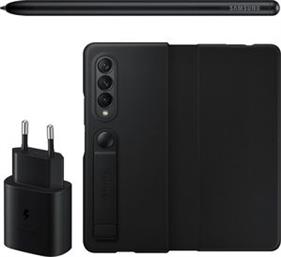 LEATHER FLIP COVER FOR GALAXY Z FOLD3 5G WITH PEN + 25W TRAVEL CHARGER EF-FF92KKB BLACK SAMSUNG