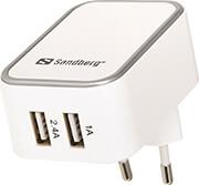 AC CHARGER DUAL USB 2.41A EU (440-57) SANDBERG