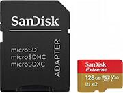 EXTREME 128GB MICRO SDXC UHS-I U3 V30 A2 + SD ADAPTER SDSQXAA-128G-GN6AA SANDISK