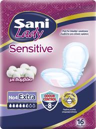 LADY SENSITIVE NO4 EXTRA ΓΥΝΑΙΚΕΙΕΣ ΣΕΡΒΙΕΤΕΣ ΜΕ ΒΑΜΒΑΚΙ ΓΙΑ ΕΛΑΦΡΙΑ ΜΟΡΦΗ ΑΚΡΑΤΕΙΑΣ 16 ΤΕΜΑΧΙΑ SANI