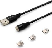 CL-152 USB MAGNETIC CABLE 3 IN 1 TYPE-C, MICRO USB, LIGHTNING 1M SAVIO