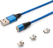 CL-154 USB MAGNETIC CABLE 3 IN 1 TYPE-C, MICRO USB, LIGHTNING 1M SAVIO