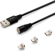 CL-155 USB MAGNETIC CABLE 3 IN 1 TYPE-C, MICRO USB, LIGHTNING 2M SAVIO