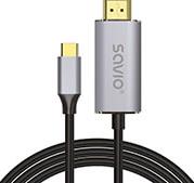 CL-170 USB-C TO HDMI 2.0B CABLE 1M SILVER-BLACK GOLD TIPS SAVIO