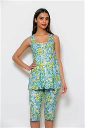 ΓΥΝΑΙΚΕΙΑ ΠΙΤΖΑΜΑ ΑΜΑΝΙΚΗ ΜΕ FLORAL PRINT ΚΑΙ ΚΑΠΡΙ ΠΑΝΤΕΛΟΝΙ - 5673 ΠΟΛΥΧΡΩΜΟ SCHERZO