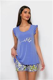 ΓΥΝΑΙΚΕΙΟ BABYDOLL ΜΕ ΤΥΠΩΜΑ ΜΠΡΟΣΤΑ - 5670 ΜΠΛΕ SCHERZO