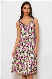 ΓΥΝΑΙΚΕΙΟ MIDI ΦΟΡΕΜΑ ΑΜΑΝΙΚΟ ΜΕ FLORAL PRINT - 5723 ΠΟΛΥΧΡΩΜΟ SCHERZO