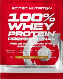 100% WHEY PROTEIN PROFESSIONAL ΣΥΜΠΛΗΡΩΜΑ ΔΙΑΤΡΟΦΗΣ ΜΕ ΚΑΘΑΡΗ ΠΡΩΤΕΙΝΗ ΟΡΟΥ ΓΑΛΑΚΤΟΣ ΕΜΠΛΟΥΤΙΣΜΕΝΗ ΜΕ ΑΜΙΝΟΞΕΑ 30G - CHOCOLATE HAZELNUT SCITEC NUTRITION