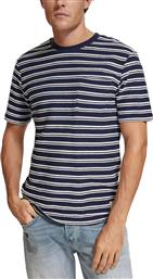 T-SHIRT STRUCTURED STRIPE POCKET 175581 SC7036 NAVY BLUE/ WHITE SCOTCH & SODA