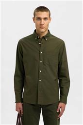 ΑΝΔΡΙΚΟ ΠΟΥΚΑΜΙΣΟ BUTTON DOWN ΜΕ ΤΣΕΠΗ REGULAR FIT - 16077359 ΠΡΑΣΙΝΟ ΣΚΟΥΡΟ SELECTED