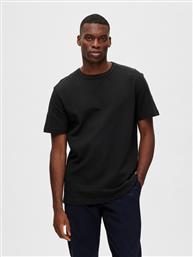 T-SHIRT 16088532 ΜΑΥΡΟ RELAXED FIT SELECTED HOMME από το MODIVO