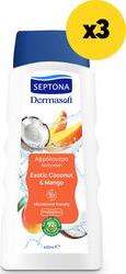 ΑΦΡΟΛΟΥΤΡΟ DERMASOFT SHOWERGEL COCONUT & MANGO 400ML X3 SEPTONA