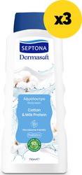 ΑΦΡΟΛΟΥΤΡΟ DERMASOFT SHOWERGEL COTTON & MILK PROTEIN 750ML X3 SEPTONA