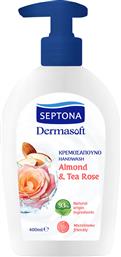 DERMASOFT HANDWASH WITH ALMOND & TEA ROSE ΚΡΕΜΟΣΑΠΟΥΝΟ ΜΕ ΟΡΓΑΝΙΚΟ ΝΟΤΕΣ ΑΡΩΜΑΤΟΣ ΑΜΥΓΔΑΛΟΥ & TEA ROSE 400ML SEPTONA από το PHARM24