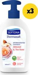 DERMASOFT ΚΡΕΜΟΣΑΠΟΥΝΟ ALMOND & TEA ROSE 400ML Χ3 SEPTONA