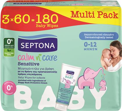 ΜΩΡΟΜΑΝΤΗΛΑ ΓΙΑ ΒΡΕΦΗ SENSITIVE CALM N' CARE BABY (3X60ΤΕΜ) MULTIPACK SEPTONA