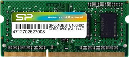 ΜΝΗΜΗ RAM SP004GBSTU160N02 DDR3 4GB 1600MHZ SODIMM ΓΙΑ LAPTOP SILICON POWER