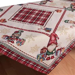 ΧΡΙΣΤΟΥΓΕΝΝΙΑΤΙΚΟ ΚΑΡΕ (100X100) SQUARE GNOMES SILK FASHION