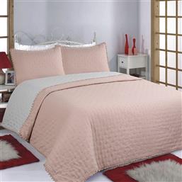 ΚΟΥΒΕΡΛΙ KING SIZE (ΣΕΤ 240X260) 2 ΟΨΕΩΝ PON PON PINK-GREY SILK FASHION