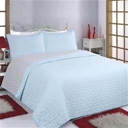 ΚΟΥΒΕΡΛΙ KING SIZE (ΣΕΤ 240X260) 2 ΟΨΕΩΝ PON PON SKY BLUE-GREY SILK FASHION