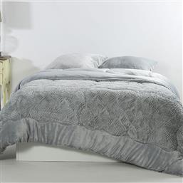 ΚΟΥΒΕΡΤΟΠΑΠΛΩΜΑ KING SIZE (240X260) PLUSH BLUE SILVER SILK FASHION