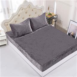 ΣΕΝΤΟΝΙ FLEECE ΥΠΕΡΔΙΠΛΟ ΜΕ ΛΑΣΤΙΧΟ + ΜΑΞΙΛΑΡΟΘΗΚΕΣ (ΣΕΤ) DARK GREY SILK FASHION