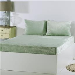 ΣΕΝΤΟΝΙ FLEECE ΥΠΕΡΔΙΠΛΟ ΜΕ ΛΑΣΤΙΧΟ + ΜΑΞΙΛΑΡΟΘΗΚΗ (ΣΕΤ) SOLID MINT SILK FASHION