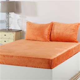 ΣΕΝΤΟΝΙ FLEECE ΜΟΝΟ ΜΕ ΛΑΣΤΙΧΟ + ΜΑΞΙΛΑΡΟΘΗΚΗ (ΣΕΤ) SOLID COPPER TAN SILK FASHION