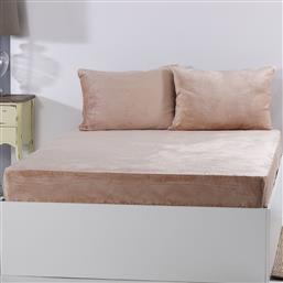 ΣΕΝΤΟΝΙ FLEECE ΜΟΝΟ ΜΕ ΛΑΣΤΙΧΟ + ΜΑΞΙΛΑΡΟΘΗΚΗ (ΣΕΤ) SOLID L.BROWN SILK FASHION