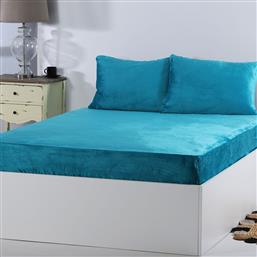 ΣΕΝΤΟΝΙ FLEECE ΜΟΝΟ ΜΕ ΛΑΣΤΙΧΟ + ΜΑΞΙΛΑΡΟΘΗΚΗ (ΣΕΤ) SOLID TILE BLUE SILK FASHION