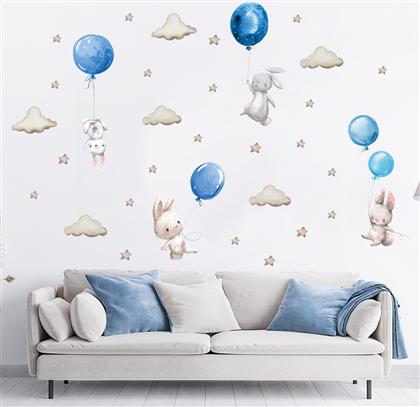 ΑΥΤΟΚΟΛΛΗΤΑ ΤΟΙΧΟΥ BUNNY BALLOONS BLUE 76X115ΕΚ. SIP-WS63027 - - SIP-WS63027 SIPO