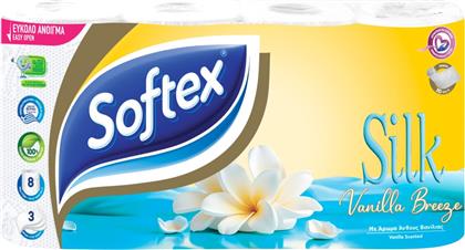 ΧΑΡΤΙ ΥΓΕΙΑΣ SILK VANILLA 3 ΦΥΛΛΑ 8 ΡΟΛΑ 760G SOFTEX