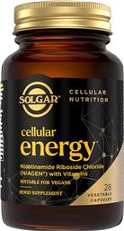 CELLULAR ENERGY ΣΥΜΠΛΗΡΩΜΑ ΔΙΑΤΡΟΦΗΣ ΜΕ NIAGEN, ΒΙΤΑΜΙΝΕΣ Β & C, ΓΙΑ ΥΠΟΣΤΗΡΙΞΗ ΤΟΥ ΦΥΣΙΟΛΟΓΙΚΟΥ ΚΥΤΤΑΡΙΚΟΥ ΜΕΤΑΒΟΛΙΣΜΟΥ & ΤΗΝ ΠΑΡΑΓΩΓΗ ΕΝΕΡΓΕΙΑΣ, ΣΥΜΒΑΛΛΟΝΤΑΣ ΣΤΗ ΜΕΙΩΣΗ ΤΗΣ ΚΟΥΡΑΣΗΣ & ΚΟΠΩΣΗΣ ΜΕ ΑΝΤΙΟΞΕΙΔΩΤΙΚΗ ΠΡΟΣΤΑΣΙΑ 28VEG.CAPS SOLGAR