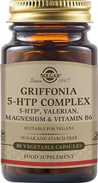 GRIFFONIA 5-HTP COMPLEX ΣΥΜΠΛΗΡΩΜΑ ΔΙΑΤΡΟΦΗΣ ΕΚΧΥΛΙΣΜΑΤΟΣ ΤΟΥ ΒΟΤΑΝΟΥ GRIFFONIA SIMPLICIFOLIA ΠΛΟΥΣΙΟ ΣΕ ΑΜΙΝΟΞΥ 5-HTP, ΒΑΛΕΡΙΑΝΑΣ, ΜΑΓΝΗΣΙΟΥ & ΒΙΤΑΜΙΝΗΣ Β6 ΓΙΑ ΑΝΤΙΜΕΤΩΠΙΣΗ ΤΟΥ ΑΓΧΟΥΣ, ΕΝΙΣΧΥΣΗ ΤΗΣ ΔΙΑΘΕΣΗΣ & ΚΑΛΥΤΕΡΟ ΥΠΝΟ 90 VEG.CAPS SOLGAR