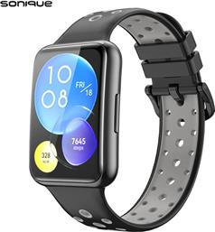 ΛΟΥΡΑΚΙ SPORT BAND ΓΙΑ HUAWEI WATCH FIT 2 ACTIVE - ΜΑΥΡΟ/ΓΚΡΙ SONIQUE