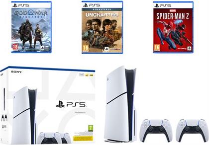 PS5 STANDARD EDITION 1TB & DUALSENSE BUNDLE & MARVEL'S SPIDER-MAN 2 STANDARD EDITION & GOD OF WAR RAGNAROK STANDARD EDITION & UNCHARTED: LEGACY OF THIEVES COLLECTION SONY