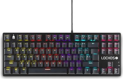 LOCHOS 2 GAMING ΜΗΧΑΝΙΚΟ ΕΝΣΥΡΜΑΤΟ ΠΛΗΚΤΡΟΛΟΓΙΟ RGB US ΜΑΥΡΟ SPARTAN GEAR