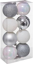 ΧΡΙΣΤΟΥΓΕΝΝΙΑΤΙΚΑ ΣΤΟΛΙΔΙΑ (ΣΕΤ 8ΤΜΧ) A-S XMAS BALLS SILVER/WHITE 129170AB SPITISHOP