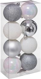 ΧΡΙΣΤΟΥΓΕΝΝΙΑΤΙΚΕΣ ΜΠΑΛΕΣ (ΣΕΤ 8ΤΜΧ) A-S XMAS BALLS SILVER/WHITE 129170AB SPITISHOP