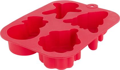 ΧΡΙΣΤΟΥΓΕΝΝΙΑΤΙΚΗ ΦΟΡΜΑ ΣΙΛΙΚΟΝΗΣ ΓΙΑ 4 ΚΕΚΑΚΙΑ (25.5X16X3) K-M RED 170492860 SPITISHOP