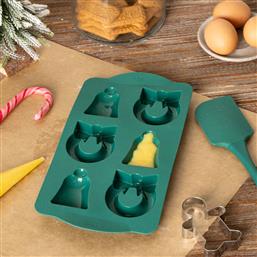 ΧΡΙΣΤΟΥΓΕΝΝΙΑΤΙΚΗ ΦΟΡΜΑ ΣΙΛΙΚΟΝΗΣ ΓΙΑ 6 ΚΕΚΑΚΙΑ + ΣΠΑΤΟΥΛΑ + ΚΟΥΠ ΠΑΤ F-V GREEN 204664 SPITISHOP