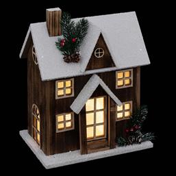 ΧΡΙΣΤΟΥΓΕΝΝΙΑΤΙΚΟ ΣΠΙΤΑΚΙ ΜΕ LED (26X18X33) A-S WOOD HOUSE 191362 SPITISHOP
